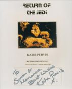 Katie Purvis signed 10x8inch colour Return of the Jedi photo. Dedicated. Good condition. All