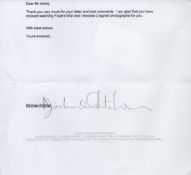 Michael Kitchen Signed Typed Letter. Undated. Signed in black biro. Good condition. All autographs