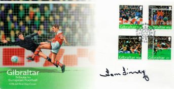 Football. Sir Tom Finney Signed Gibraltar- Tribute to European Football FDC. 4 Stamps with 6. 6.