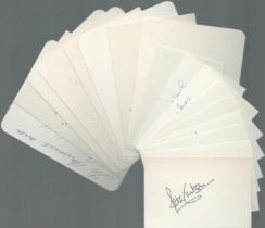 Football collection 17 vintage signed cards, 4.5x3.5 inches down to 3.5x2.5, some dedicated, one