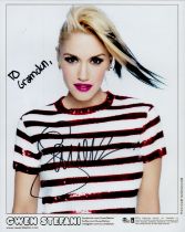 Gwen Stefani signed 10x8 inch colour promo photo dedicated. Good condition. All autographs come with