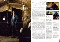 John Simm signed magazine poster with signature on reverse on article about John Simm, A4 size page.