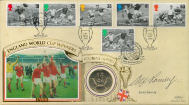 Alf Ramsey signed England World Cup Winners Football Heroes Coin Cover multiple post marks England