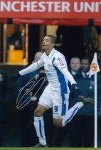 Autographed JERMAINE BECKFORD 12 x 8 Photograph : Col, depicting Leeds United's JERMAINE BECKFORD