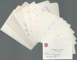 Athletics - Field - Fifteen signed cards, mostly 4.5x3.5 inch and 3.5x2.5, some dedicated. High