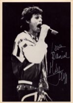 Mick Jagger signed 7x5 inch approx. black and white post card photo . Dedicated. Good condition. All