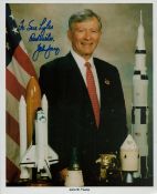 NASA John Young signed Colour Photo 10x8 Inch. Was an American astronaut, naval officer and aviator,