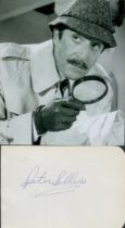 Peter Sellers signed white card with UNSIGNED black and white photo. Good condition. All