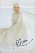 Helen Mirren signed 12x8 inch colour photo crease at top of photo signature not affected. Good