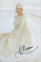 Helen Mirren signed 12x8 inch colour photo crease at top of photo signature not affected. Good