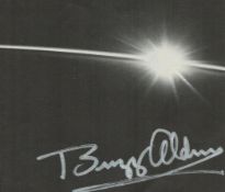 NASA Buzz Adrin Autograph black and white cut out book page Approx. 4.25x4.25 Inch Apollo 11. Is