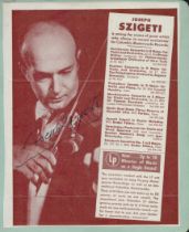 Joseph Szigeti signed 7x6 inch overall magazine page affixed to album page. Good condition. All