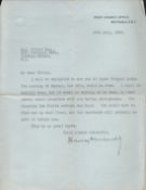 Ramsay Macdonald TLS dated 13/7/1936. Good condition. All autographs come with a Certificate of