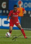 Raheem Sterling signed 10x8 inch colour photo pictured during his time with Liverpool F.C. Good
