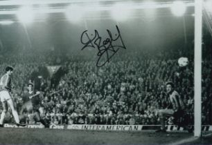 Autographed JIM BEGLIN 12 x 8 Photograph : B/W, depicting JIM BEGLIN scoring in Liverpool's 4-0