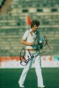 Bob Willis signed 12x8 inch colour photo pictured while playing Test match for England. Good
