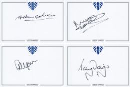 Autographed LEEDS UNITED Crested Photo-Cards : A nice lot of 4 signed custom-made Leeds United