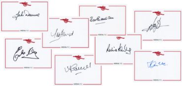 Autographed ARSENAL Crested Photo-Cards : A nice lot of 8 signed custom-made Arsenal crested 6 x 4