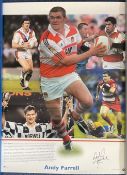 Rugby Legend Andy Farrell Personally Signed Big Blue Tube Colour Montage Print. Limited Edition 78