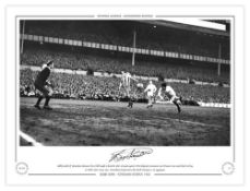 Autographed BOBBY SMITH 16 x 12 Limited Edition : Tottenham centre-forward BOBBY SMITH heads his