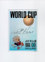 Football. Sir Geoff Hurst Signed 1966 World Cup Willie Photo, Mounted to an overall size of 16x12.