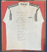 Sheffield United Promotion winning side 1971/72 multi signed 32x28 framed and mounted Adidas shirt