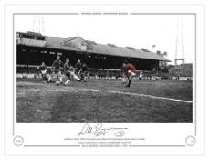 Autographed WILLIE MORGAN 16 x 12 Limited Edition : Manchester United winger WILLIE MORGAN shoots