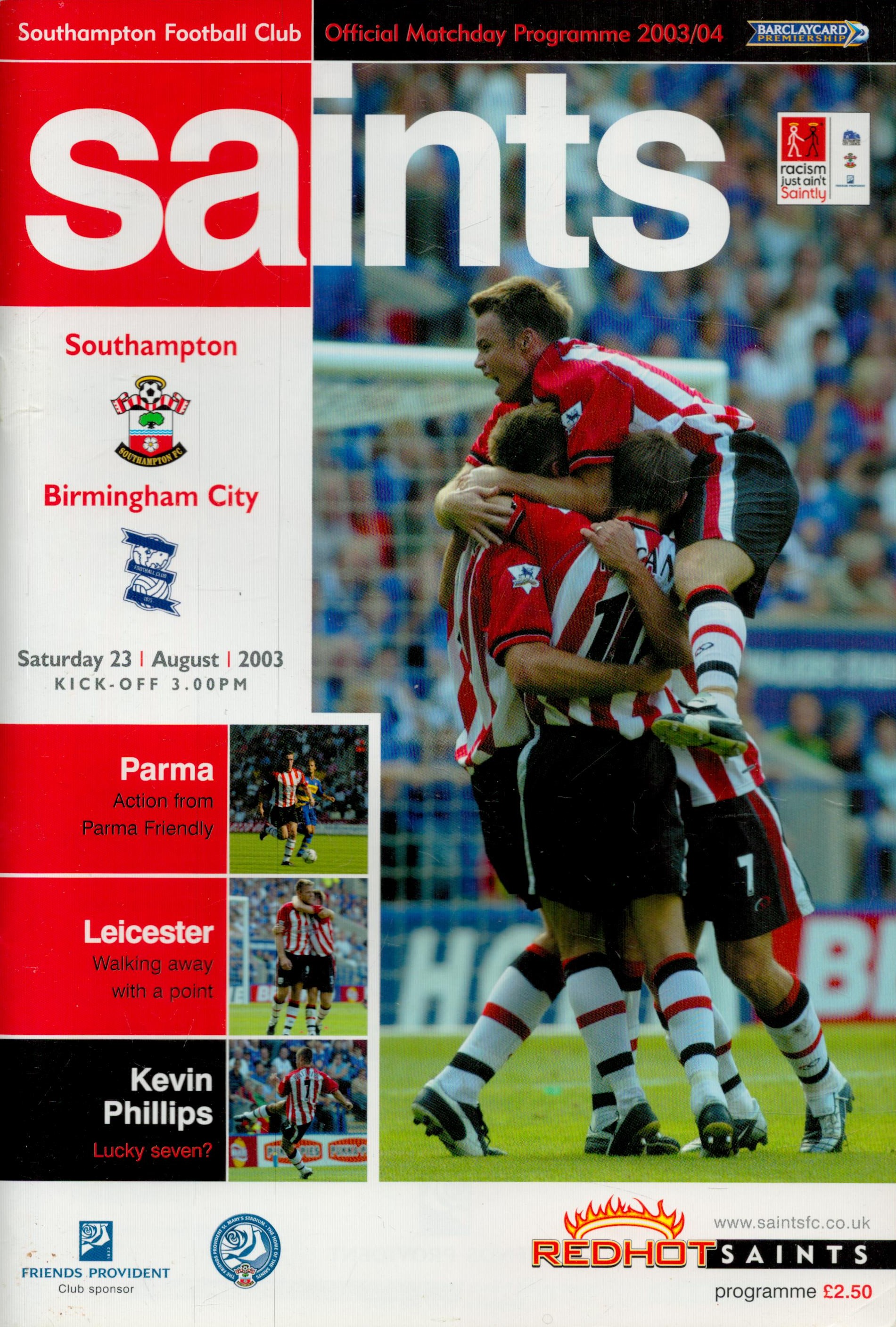 Football Southampton vs Birmingham City 2003/4 season vintage programme 23/8/2003 signed inside by - Image 2 of 2