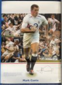 Rugby. Mark Cueto Signed Big Blue Tube 18 x 13 inch approx. Montage Print. Images Show Cueto in