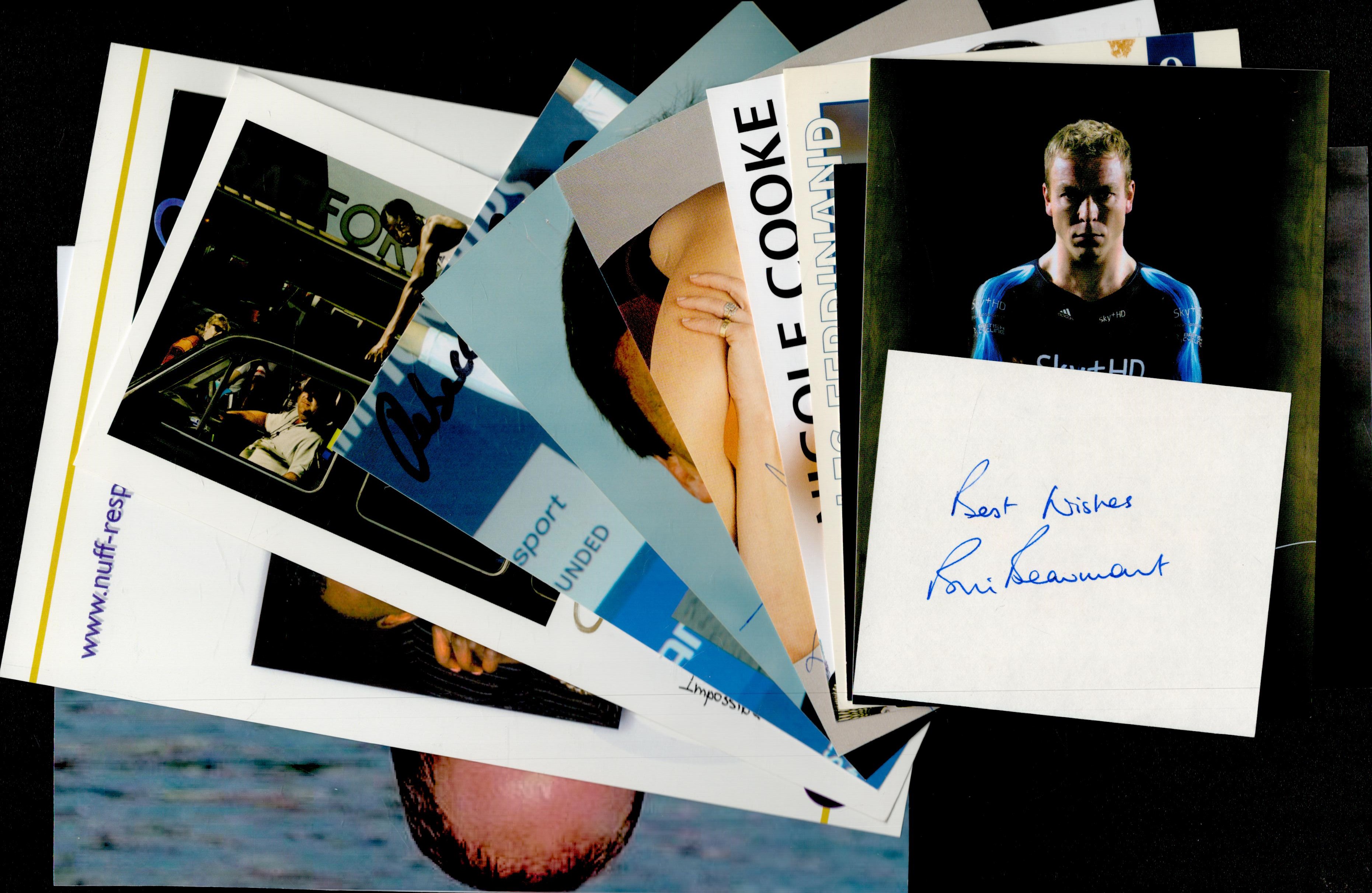 Sport collection 10 assorted signed photos and signature pieces includes some great names such as