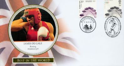 James De Gale (Boxing middleweight) UNSIGNED Best in the World Beijing Olympic games FDC. Double