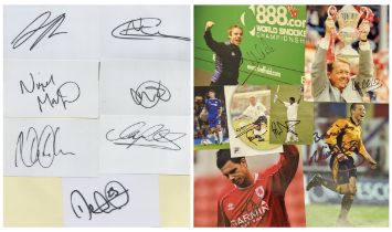 Sport collection 14 assorted signed photos and white cards includes some great names Such as