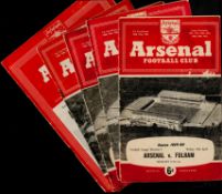 Arsenal vintage 1950s football programme collection 5, includes Arsenal v Charlton 1954, Arsenal v