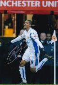 Autographed JERMAINE BECKFORD 12 x 8 Photograph : Col, depicting Leeds United's JERMAINE BECKFORD