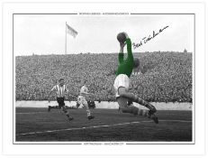Autographed BERT TRAUTMANN 16 x 12 Edition : A wonderful image showing Manchester City goalkeeper