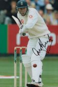 Mike Atherton signed 12x8 inch colour photo pictured in action for England. Good condition. All