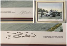F1 David Coulthard signed 24x30 framed and mounted limited edition print titled Winning in the First