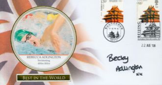 Rebecca Adlington (Swimming 400m and 800m) signed Best in the World Beijing Olympic games FDC.