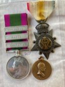 Pair of named medals and Lord Roberts Medalion. 1. Kabulto Kandahra Star 1880. Named to Pte Duncan