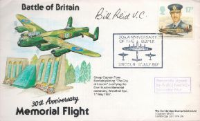 RAF WW2 Bill Reid signed Battle of Britain 30th Anniversary memorial flight FDC. 17P stamp. Postmark