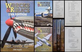 Aviation Book collection of Five Wrecks and Relics Hardback Books by Ken Ellis. All . Good