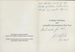 WW2 RAF. Flt Lt William T Clark Signed Xmas Card in 1987. Good condition. All autographs come with a