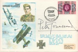 RAF WW2 Captain P W Townsend signed Major Edward Mannock flown FDC. 11P Silver Jubilee stamp.