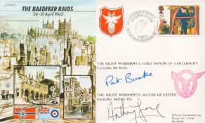 WW2. Mayor of Canterbury Pat Burke and Mayor of Exeter Anthony Fry signed the Baedeker Raids FDC.