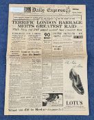 WWII Daily Express reprint dated 12th Sept 1940 multi signed includes 9 Battle of Britain pilots and