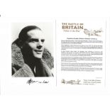 WW2 BOB fighter pilot Herbert Green 141 sqn signed photo with biography details fixed to A4 page.