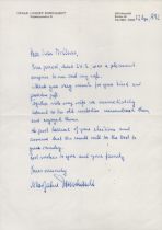 WW2. Brigadier General Oskar Hubert Dennhardt ALS Dated 12th April 1992. Written in blue ink in
