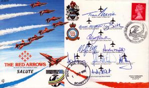 The Red Arrows Salute multi signed FDC by Tim Miller, Paul Rogers, Tony Smith, Steve Johnson, Martin