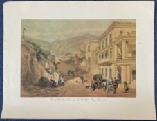 Print. Colour Print Titled View of Wyndham Street, From the Post Office, Hong Kong 1846. Measures 18