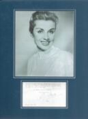Mounted Signature of Yana with black and white vintage photo. Mounted on Blue Card with Signature